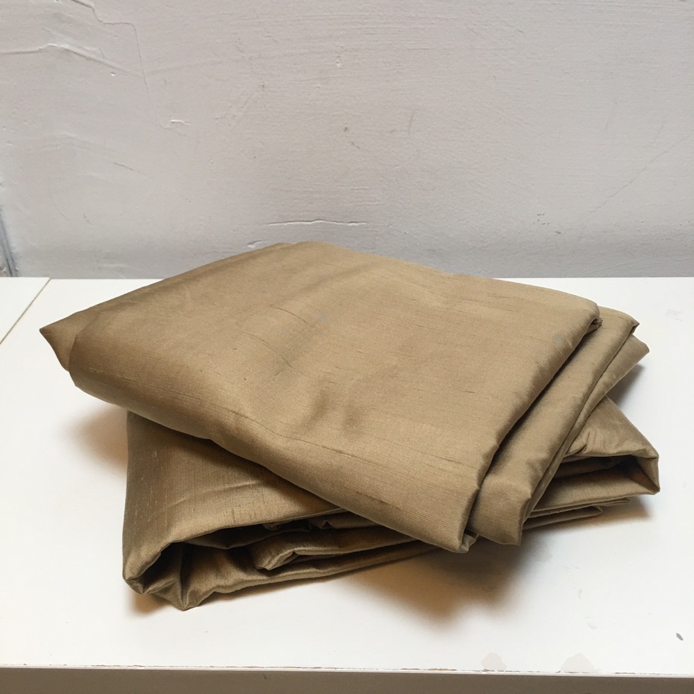 Pottery Barn silk curtain panels gold 50 x 84 modern neutral